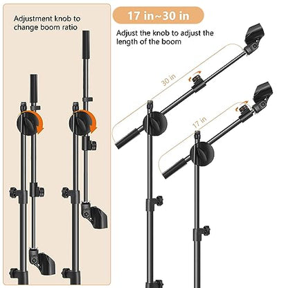 Ramzi Mic Stand 6 In 1 Microphone Stand | Floor Boom Mic Stand, Support Boom Gooseneck Mic Clips Tablet Phone Holder Any Combination With Mic Stand Bag - size: Mic Stand+Boom+Gooseneck