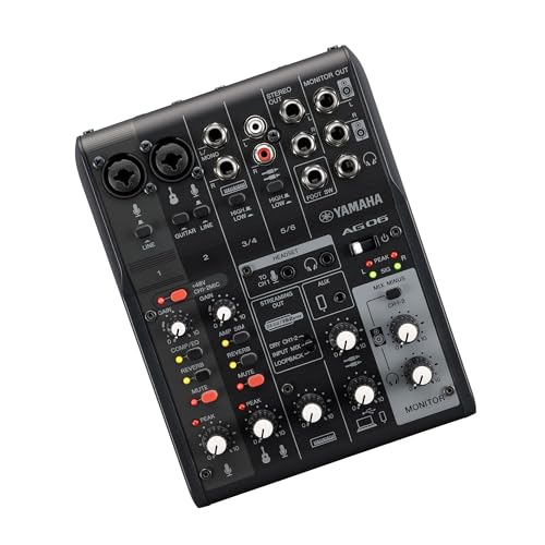 Yamaha AG06MK2 Black 6-Channel Live Streaming Loopback Mixer/USB Interface with Steinberg Software Suite | with LOOPBACK, DSP Effects, Cubase AI And WaveLab Cast - color: Black, style: AG06 MK2