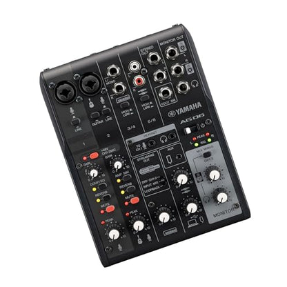 Yamaha AG06MK2 Black 6-Channel Live Streaming Loopback Mixer/USB Interface with Steinberg Software Suite | with LOOPBACK, DSP Effects, Cubase AI And WaveLab Cast - color: Black, style: AG06 MK2