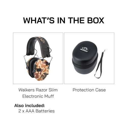 Walker's Razor Slim Electronic Earmuffs | Protective Case - color: Duck Camo
