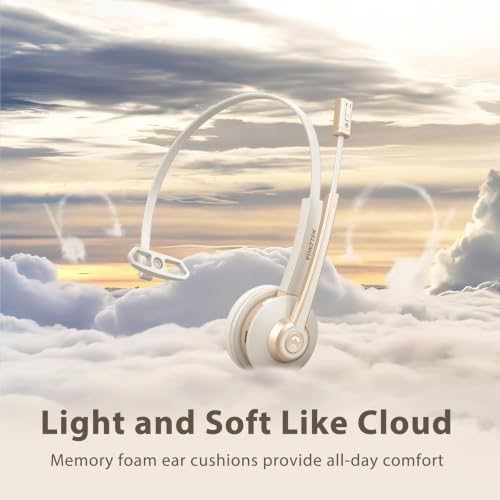 Wireless Headset with Mic, Bluetooth Headset with Microphone V5.2 with AI Noise Canceling & USB Dongle, Trucker Bluetooth Headset with Charging Base and Mute Function for Computer/Phone/Office/Skype