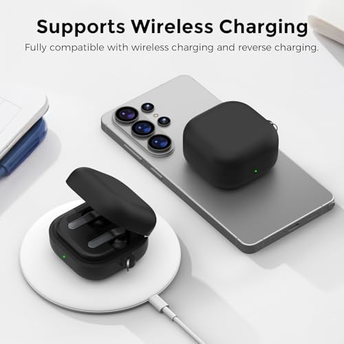 AhaStyle Silicone Case for Samsung Galaxy Buds4 and Galaxy Buds4 Pro (2026) | Skin-Friendly Soft Touch, Full Protection, Shockproof, Wireless Charging, Galaxy Buds4 Series Accessories, for Men Women - color: Galaxy Buds4/Buds4 Pro, Black