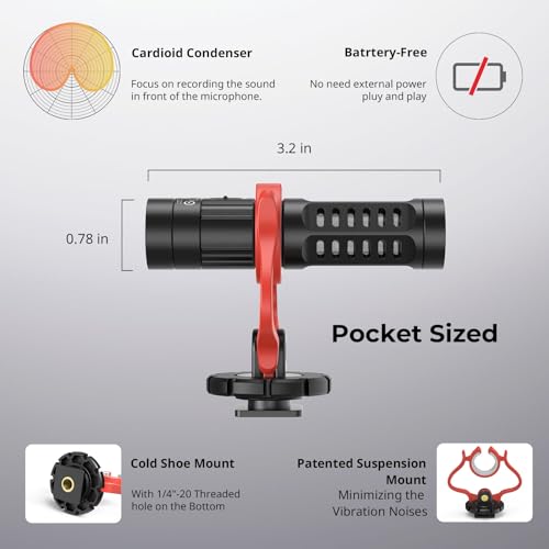 SMALLRIG Shotgun Mic for Camera and HawkLock H18 Quick Release Support with Cold Shoe