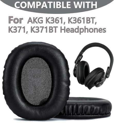 Replacement Ear Pads Compatible with AKG K371 Black | Also suitable for AKG K361 K361BT K371BT wired wireless headphones High-quality protein leather ear pads earmuffs