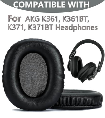 Replacement Ear Pads Compatible with AKG K371 Black | Also suitable for AKG K361 K361BT K371BT wired wireless headphones High-quality protein leather ear pads earmuffs