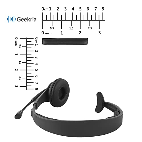 Geekria Protein Leather Headband Pad Compatible with Jabra, Plantronics, Sennheiser, VXI BlueParrott, Headphones Replacement Band Repair Part (Black)