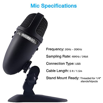Cyber Acoustics Premium USB Microphone with Dual Recording Patterns - 24-bit Recording Perfect for Podcasting and Vlogging - Compatible with PC and Mac (CVL-2009) - style: CVL-2009