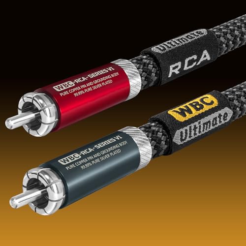 WORLDS BEST CABLES -Ultimate - 1.5 Foot - Premium Audiophile RCA Cable Pair | 18 AWG - Ultra-Pure OFC - Ultra-Low-Capacitance (13pF/ft) - Silver-plated Pure-Copper RCA Plugs- Carbon Tweed Jacket