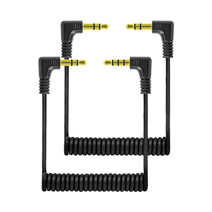 2 Pack 3.5mm Microphone Cable with 1/8'' Plug TRS to TRRS Jack Adapter Converter Spring Coiled Dual 3.5mm Patch Cable for Beats Studio Headset Headphone Audio DJI Mic Mini Microphone Camera