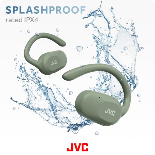 JVC nearphones Open Ear True Wireless Headphones with Pivot Motion Mecanism, 16mm Large Drivers Sound, Single Ear use, BT 5.4, Long Battery Life (up to 26 Hours) - HANP40TG (Green) - color: Green