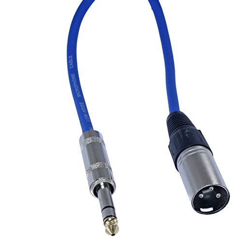 1/4" TRS to 3 Pin XLR Male Pro Audio Patch Cable Balanced and Shielded (6 Foot Feet ft Long, Blue) - color: Blue, size: 6 ft long