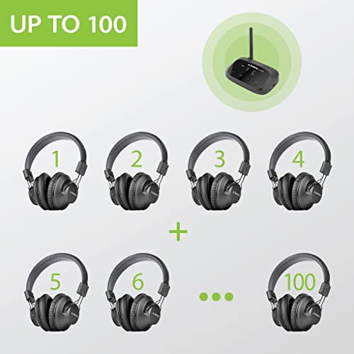 Avantree Quartet - Four Wireless TV Headphones with Transmitter | Group listening system with four headphones, no lip-sync delay, and. - style: Quartet