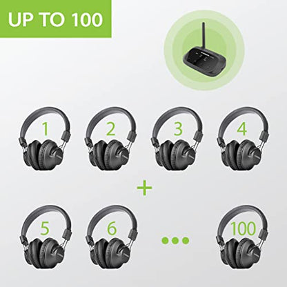 Avantree Quartet - Four Wireless TV Headphones with Transmitter | Group listening system with four headphones, no lip-sync delay, and. - style: Quartet