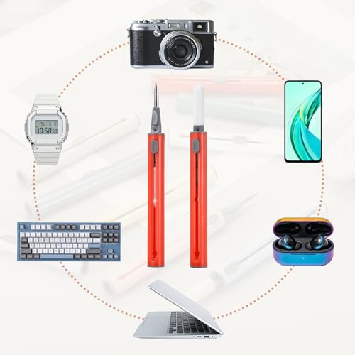 4PCS Earphone Cleaner Kit - Ultra Portable Multi-Function Cleaner Kit Soft Brush for Bluetooth Earphones Case Cleaning Tools, Red - color: Red
