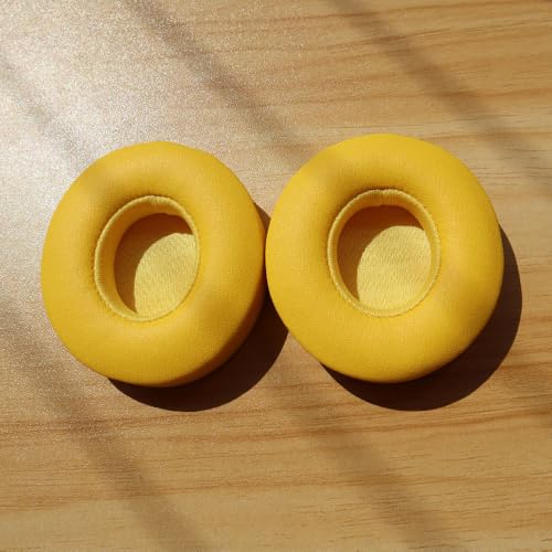 Beats Solo 3 Ear Pads Replacement, BUTIAO Soft Protein Leather Memory Foam Headphone Earpads Ear Cushions Pad for Beats by Dre Solo 3 Wireless & Solo 2 Wireless Over Ear Headsets (Yellow) - color: Yellow