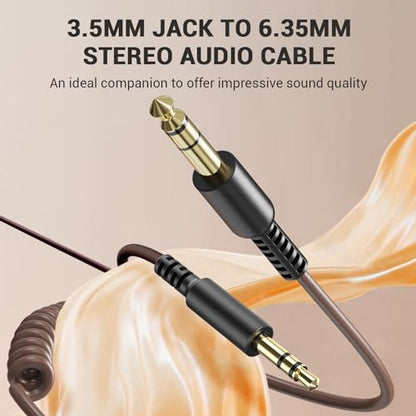 OneOdio 6.35mm to 3.5mm 6.6-9.8FT Stereo Adapter Cable Compatible with AMPs, Electronic Keyboards, Mixers, Guitars and Pro10/Pro30/Pro50 Headphones of OneOdio-Brown - color: Brown