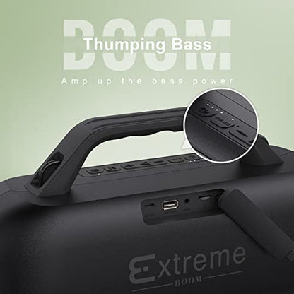 DOSS Extreme Boom Portable Bluetooth Speaker with 60W Mighty Sound-Black | 60W Deep Bass, 30H Playtime,10400mAh Power Bank, IPX6 Waterproof, TWS, BT 5.3, For Camping, Beach, Pool, Grage, Parties. - color: Black