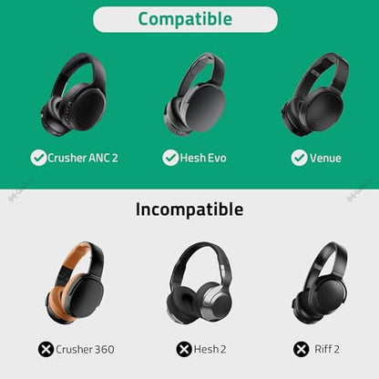Geekria Shield Headphones Case Compatible with Skullcandy Hesh Evo, Crusher ANC 2/Evo, Venue and More, Replacement Hard Shell Travel Carrying Bag with Cable Storage (Dark Grey)