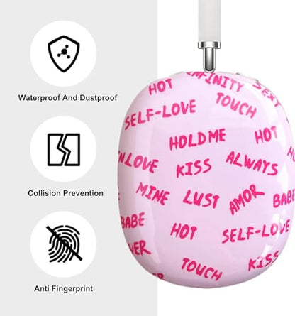 Case Compatible with AirPods Max Headphones, Soft TPU Cute Pink Pattern Anti-Scratch Protective Ear Cup Covers Headphone Cases for Woman Kids - color: Pink