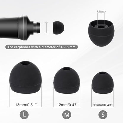 BlingKingdom 9 Pairs Replacement Earbuds Silicone Earbud Tips Earbuds Cap, Earbud Cushions for Most in-Ear Earbuds, 3 Different Size (S/M/L)