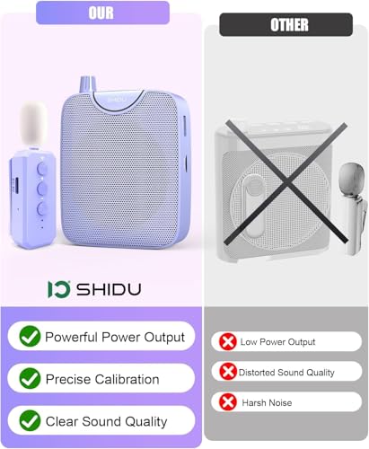 SHIDU 35W Voice Amplifier for Teachers Bluetooth Wireless Lavalier Mic - color: Purple