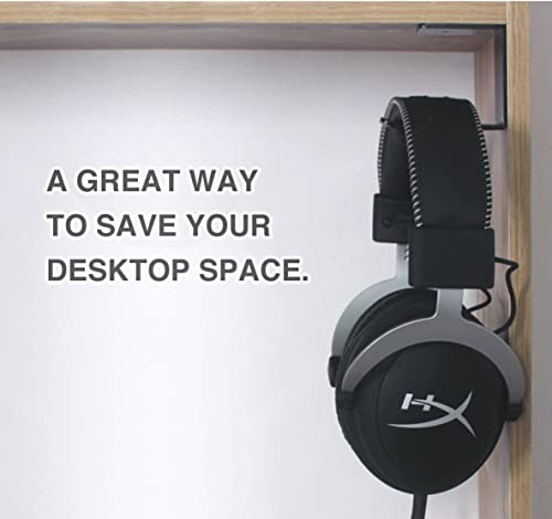 Aluminum Under-Desk Headphone Hanger with Strong Adhesive (2 Pack, Gold) | Keeps Headphones Off the Desk, VHB Adhesive Holds 5 lb, Curved Support Helps Prevent Headband Creases, Fits Gaming Headsets - color: Gold-2Pack