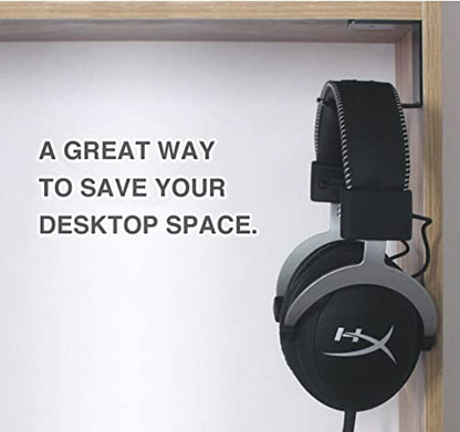Aluminum Under-Desk Headphone Hanger with Strong Adhesive (2 Pack, Gold) | Keeps Headphones Off the Desk, VHB Adhesive Holds 5 lb, Curved Support Helps Prevent Headband Creases, Fits Gaming Headsets - color: Gold-2Pack