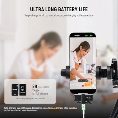 NEEWER CM28 Wireless Lavalier Microphone System, 1 Click Noise Canceling, 4GB Storage for 9Hrs of 48KHz 16 Bit Uncompressed Audio, Lapel Mic Compatible with iPhone/Android/PC/Camera/iPad - style: CM28