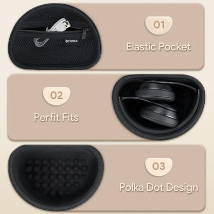 Yinke Case for Beats Solo3 /Solo 4 Wireless On-Ear Headphones, Portable Travel Hard Shell Storage Bag - color: Black