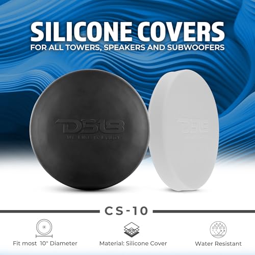 DS18 Hydro CS-10/BK 10" Silicone Marine Speaker Cover - Water, Dust and UV Rays Protection - Compatible with Tower Speakers - Great Durability - Special Edition (Pair) - color: Black, size: 10 Inches