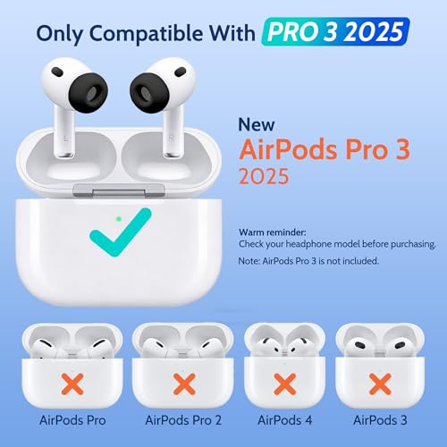 Memory Foam Replacement Earbud Tips for AirPods Pro 3, Premium Low-Rebound Foam Eartips for AirPods Pro 3rd Generation 2025, Anti-Slip, Better Noise Canceling, 3 Pairs (Black, Medium) - size: Medium