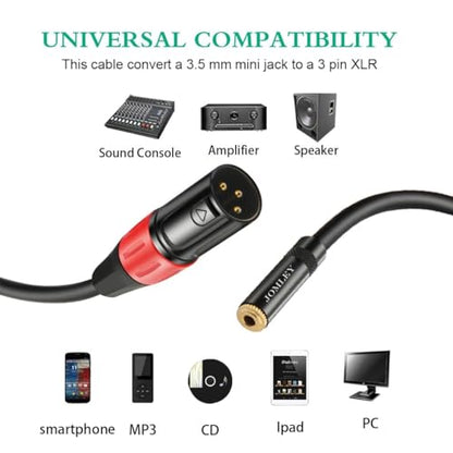XLR to 3.5mm Adapter, Balanced 3.5mm 1/8 inch Mini Jack Female to XLR Male Stereo Audio Adapter Cable - 1ft - style: 3.5mm Female to XLR Male