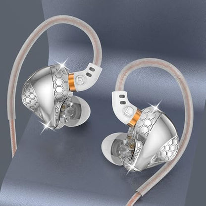 2 Pack in Ear Monitor Headphones, H89 IEM Earphone Wired Earbud | IEM for Gaming Music, Powerful Bass Crystal Clear Sound Ear Buds with Mic, Earbuds for Computer,School,Students 3.5 Plug - color: Black+White