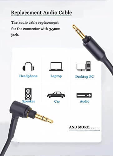 WH1000XM3 Headphone Cable Replacement Aux WH1000XM Audio Cord Compatible with Sony WH-1000XM4 WH-1000xm5 MDR-100ABN WH-H900N MDR-1A Headphones - color: Black