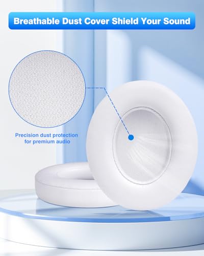 FEYCH Replacement Ear Pads for Beats Studio 3 & Studio 2 Wireless/Wired, Extra Thick Earpads with Pro-Grade Protein Leather and Noise Isolation Memory Foam, Fits Model B0500/B0501/A1914 (White) - color: White