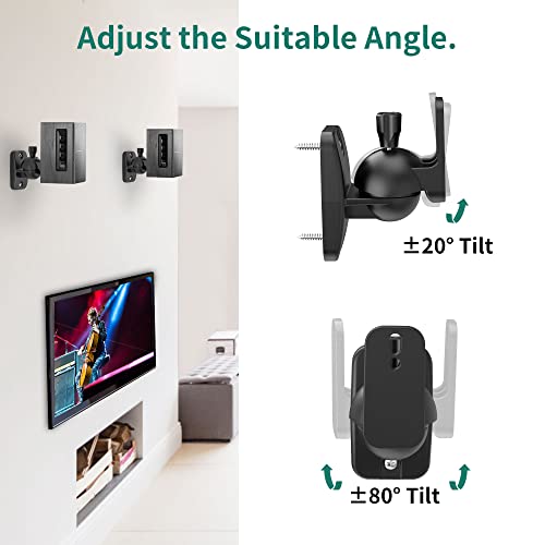 Speaker Wall Mount Brackets - Surround & Bookshelf Speaker Wall Mounts Kit, Holds up to 8 lbs, 4 Pack, Black - color: 4P-Black