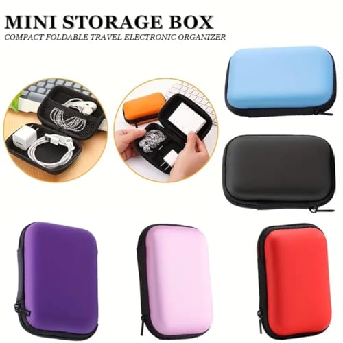 Black and Purple Travel Electronic Organizer Case, Foldable Compact Durable Hard Shell, Portable Storage for Chargers, Headphones, Ideal for Travelers