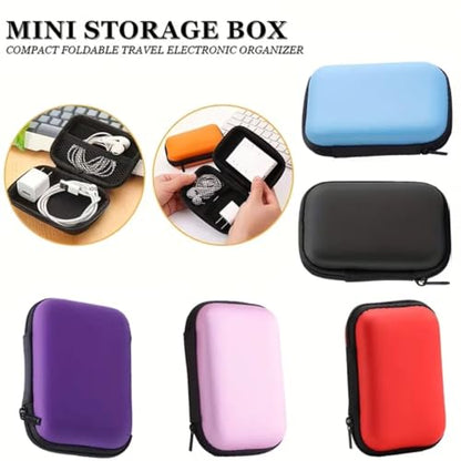 Black and Purple Travel Electronic Organizer Case, Foldable Compact Durable Hard Shell, Portable Storage for Chargers, Headphones, Ideal for Travelers