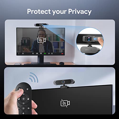 DEPSTECH 4K Webcam, Ultra HD 1/2.55'' Sony Sensor 3X Digital Zoom Autofocus | Dual Noise-Canceling Microphones, Remote Control, 80° FOV, Streaming Webcam for PC Mac Laptop Video Call Zoom Skype Teams