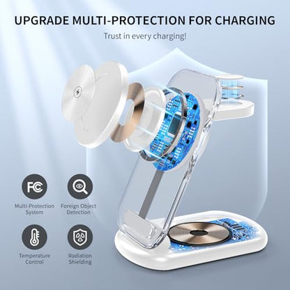 RYND 2026 Traveling Wireless Mag-Safe Fast Charging Station,Magnetic 3 in 1 Charger with Light for iPhone 16 15 14 13 12 Pro Max Plus,Apple Watch Series & Air pods 4 3 2 Pro-Gifts for Wife & Husband - color: Yellow