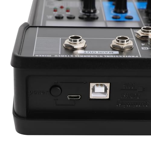 4 Channel USB Interface Mixer, DJ Controller Sound Mixer, Professional Digital Audio, Portable Sound Mixing Console for DJ, Karaoke & Streaming