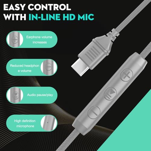 Bywulanda USB C Headphones with Microphone, Wired Over-Ear for School | Volume Control, HD Stereo Sound, Comfortable Fit, Wired Foldable Headphones for Adult/Teens/Laptop/Tablets/Travel, Green - color: Green