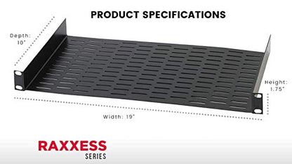Chief Raxxess UNS1 Vented Universal Rack Tray Shelf for 19" Server Racks, with Bottom Slots for Mounting Non-Rack and Half-Rack Equipment, Black