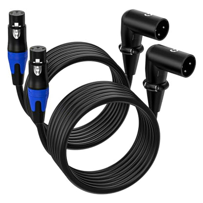 (2PACK-3.3FT) XLR Right-Angle Male to Straight Female Microphone Extension Cable, for Powered Speakers,Audio Interface or Mixer for Live Performance & Recording - style: XLR Right-Angle Male-3.3FT