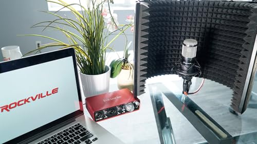 Rockville RCM01 Gaming Condenser Microphone Bundle with RDMS70 Mic Stand | 25mm Cardioid, 48V Phantom Power, XLR and 3.5mm Cables, Metal Shock Mount, Adjustable Boom Stand, Streaming Podcast, 2-Items