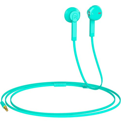 Wired Earbuds with Microphone, Earphones in-Ear Headphones HiFi Stereo, Powerful Bass and Crystal Clear Audio, 3.5mm Headphone for iPhone, Android Phones, MP3, Laptop, Computer (Teal) - color: Teal