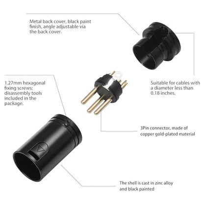 90 Degree Low Profile XLR Connectors 3 Pin Right Angle Rotatable XLR Male Connector Gold-Plated for DIY Microphone Audio Cable 4PCS - style: Kinweistex 3 Pin 90 Degree Rotatable XLR Male Connector