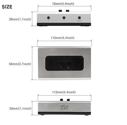 2 Port 3.5mm Stereo Manual Switch Box AUX Audio Speaker selector(Wall Mount Hole Built-in, wall or Table Available)