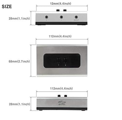 2 Port 3.5mm Stereo Manual Switch Box AUX Audio Speaker selector(Wall Mount Hole Built-in, wall or Table Available)