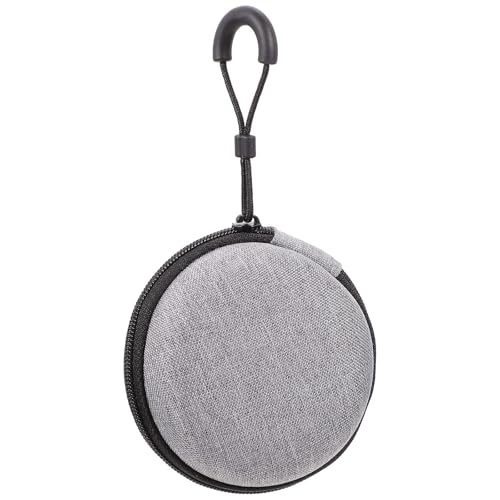 UKCOCO Portable Earbud and Data Cable Storage Bag for Electronics, Waterproof Gray Round Headset Organizer Pouch for Travel and Daily Use